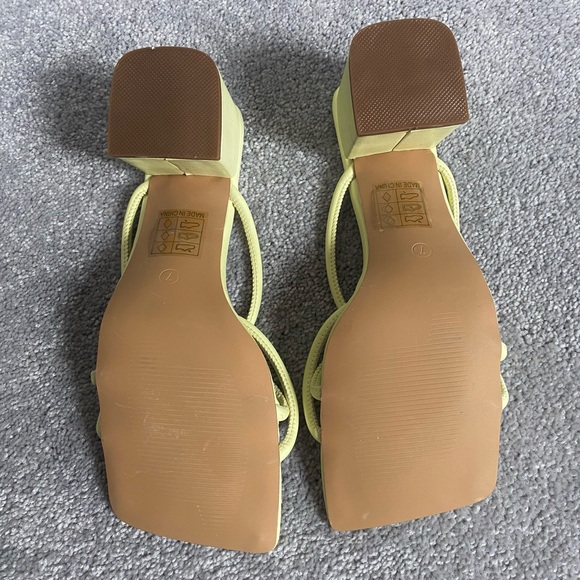 Yellow Strappy Block Heel Mules - Picture 10 of 11